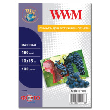 Фотопапір WWM, матовий 180g/m2, 100х150 мм, 100л M180.F100
